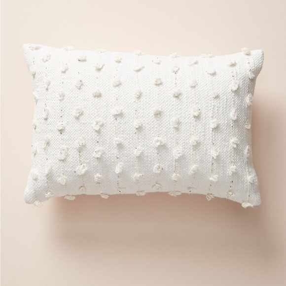 Anthropologie Woven Landen Pillow Cover Case Off White & Gold Rectangle home - Picture 1 of 10